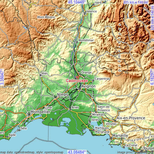 Topographic map of Caderousse