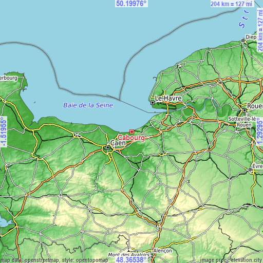 Topographic map of Cabourg