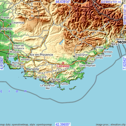 Topographic map of Cabasse