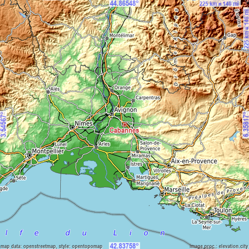 Topographic map of Cabannes