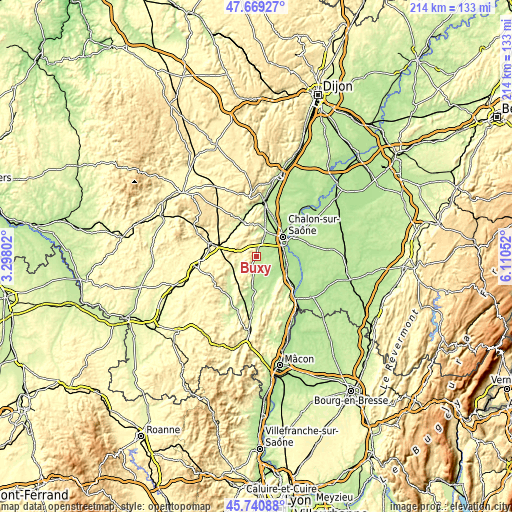 Topographic map of Buxy