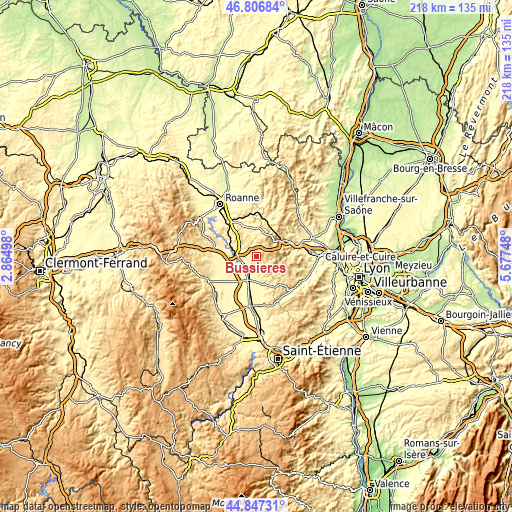 Topographic map of Bussières