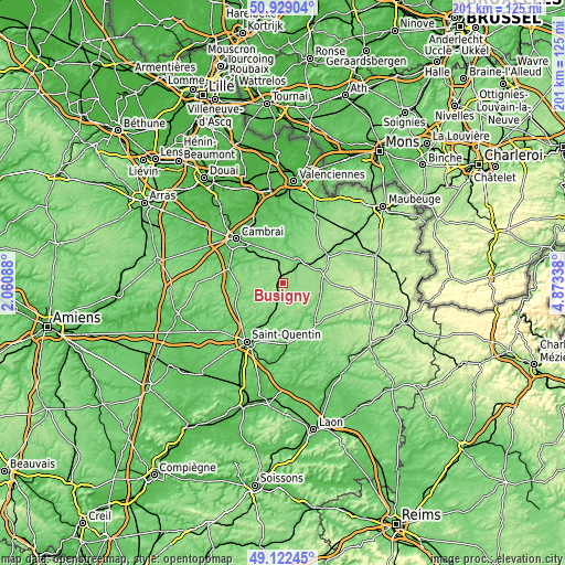 Topographic map of Busigny