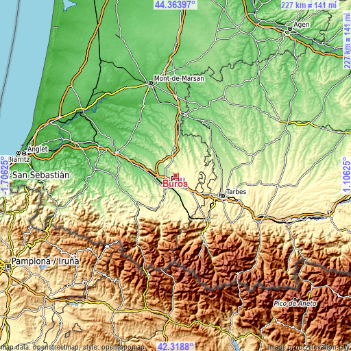 Topographic map of Buros