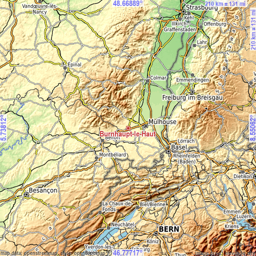 Topographic map of Burnhaupt-le-Haut