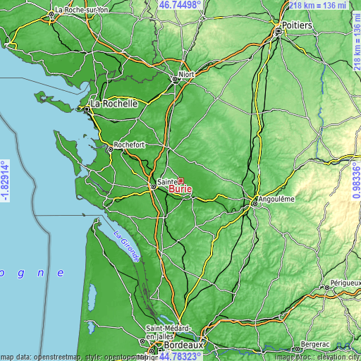 Topographic map of Burie