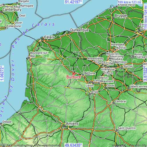 Topographic map of Burbure