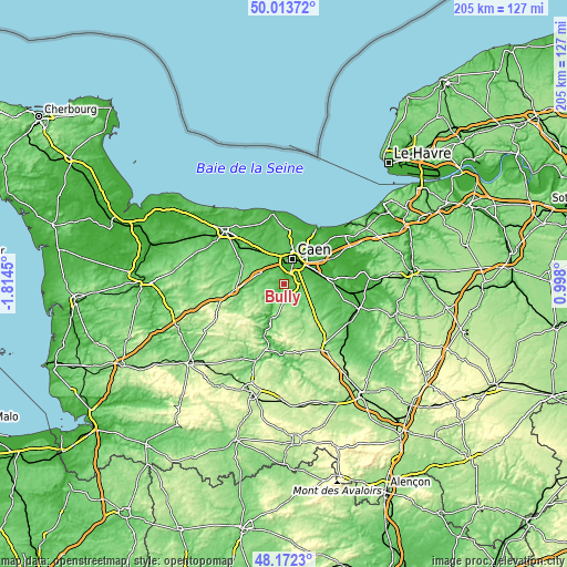 Topographic map of Bully