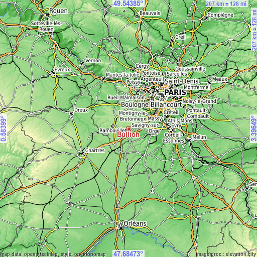 Topographic map of Bullion