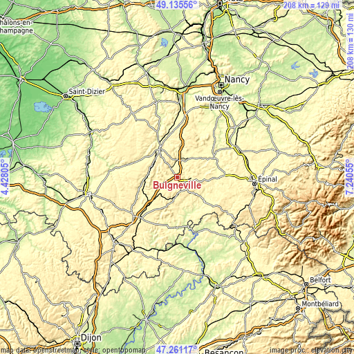 Topographic map of Bulgnéville