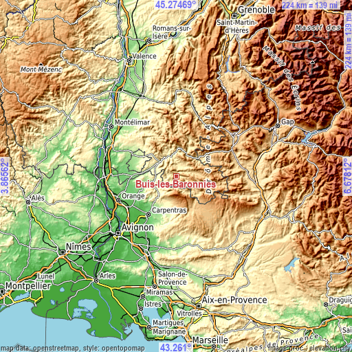 Topographic map of Buis-les-Baronnies