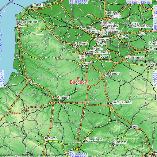 Topographic map of Bucquoy