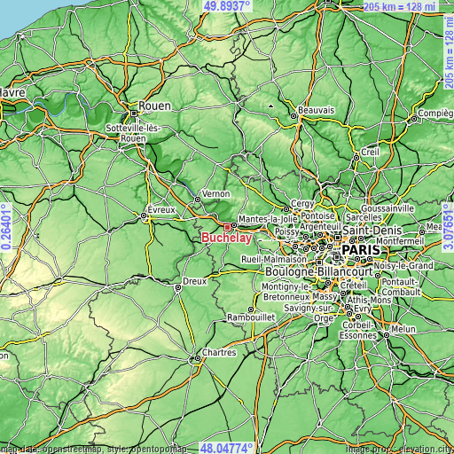 Topographic map of Buchelay