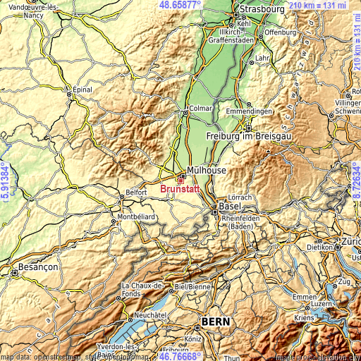Topographic map of Brunstatt