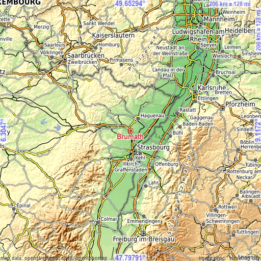 Topographic map of Brumath