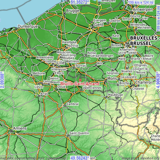 Topographic map of Bruille-Saint-Amand