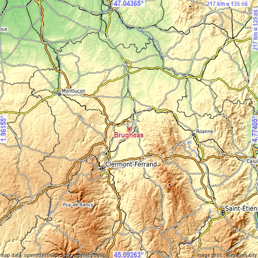 Topographic map of Brugheas