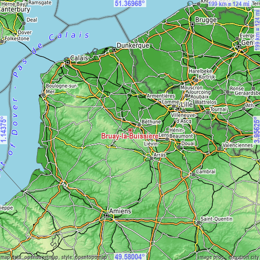 Topographic map of Bruay-la-Buissière