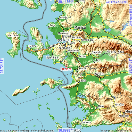 Topographic map of Özdere