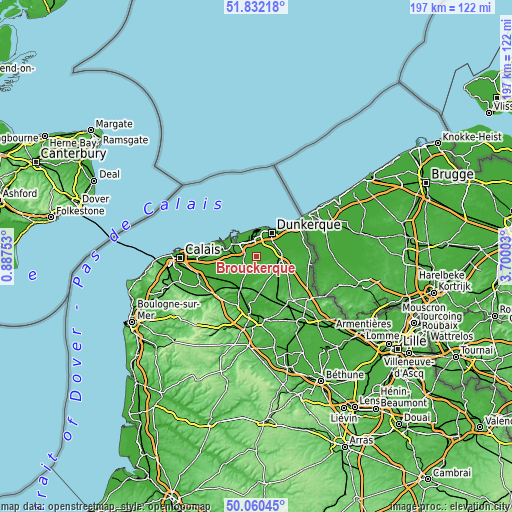 Topographic map of Brouckerque