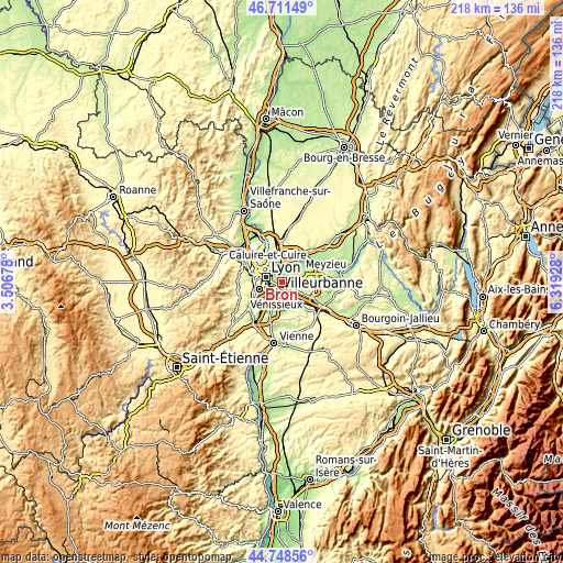 Topographic map of Bron