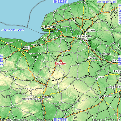 Topographic map of Broglie