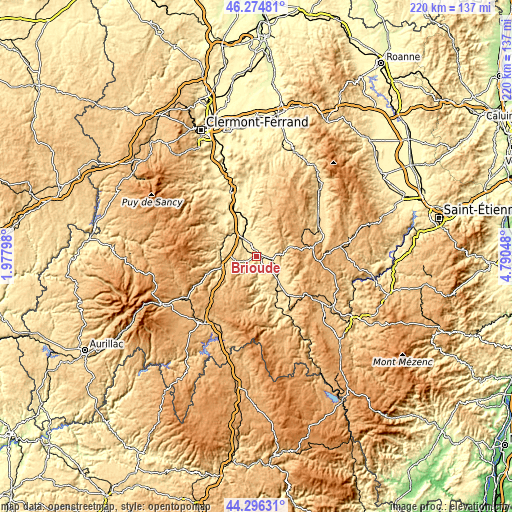 Topographic map of Brioude