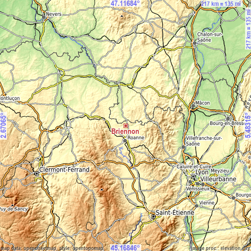 Topographic map of Briennon