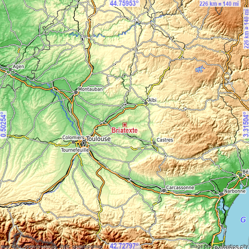 Topographic map of Briatexte