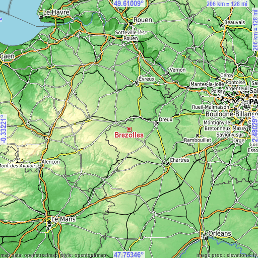 Topographic map of Brezolles