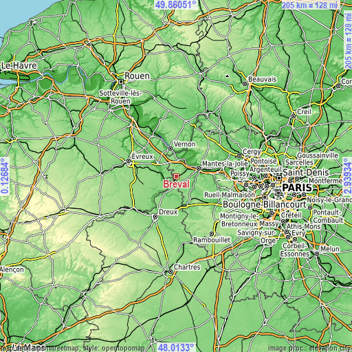 Topographic map of Bréval