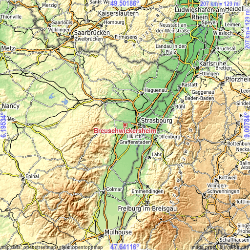 Topographic map of Breuschwickersheim