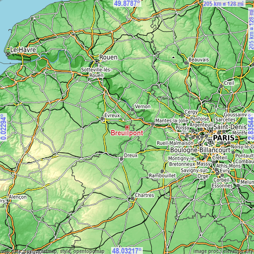 Topographic map of Breuilpont