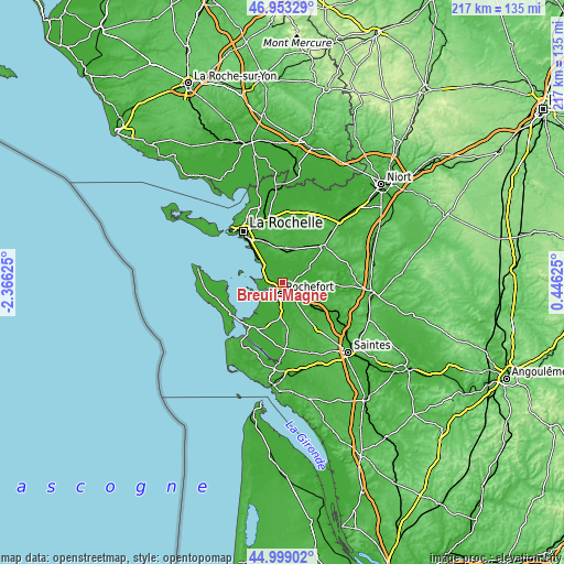 Topographic map of Breuil-Magné