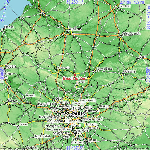 Topographic map of Breuil-le-Vert