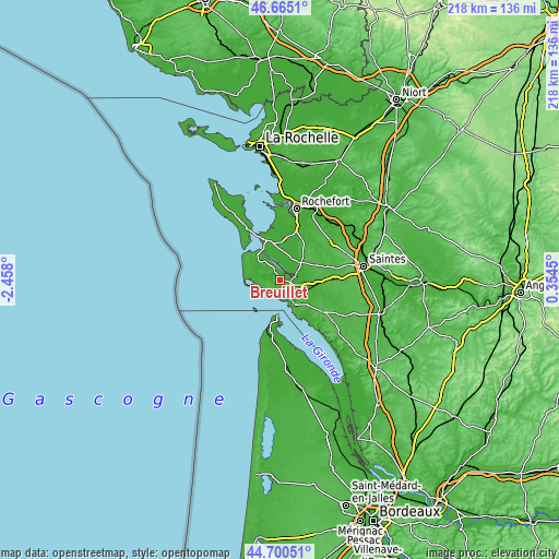 Topographic map of Breuillet