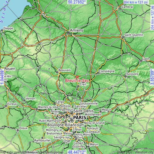 Topographic map of Breuil-le-Sec