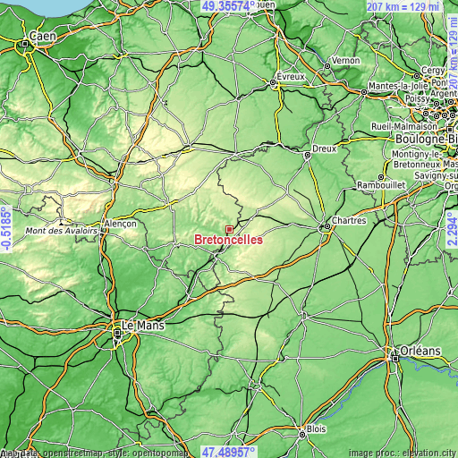 Topographic map of Bretoncelles