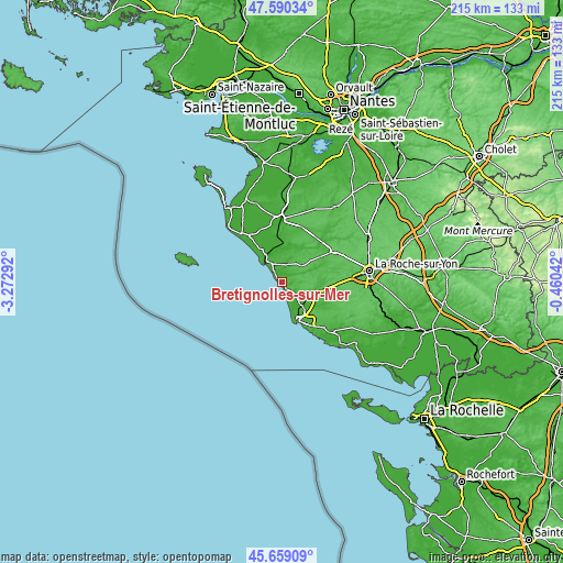 Topographic map of Bretignolles-sur-Mer