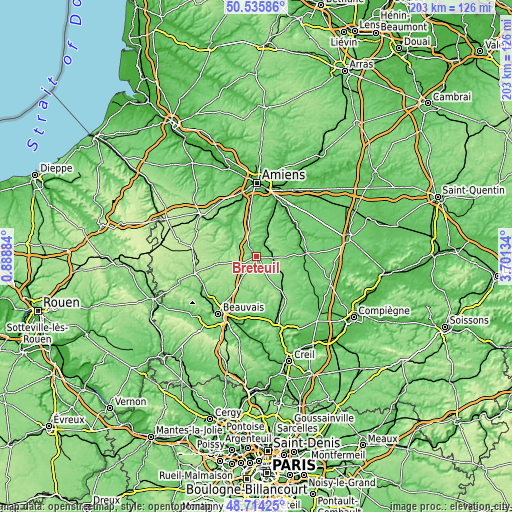 Topographic map of Breteuil