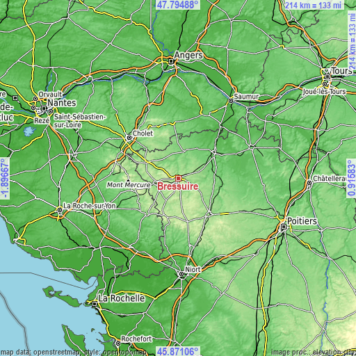 Topographic map of Bressuire