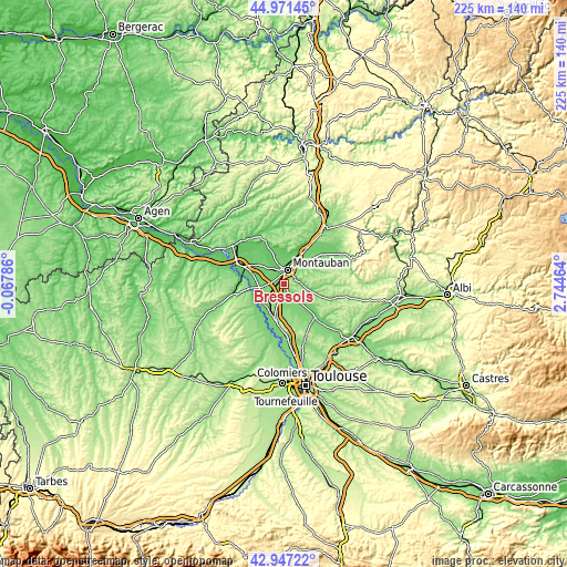 Topographic map of Bressols