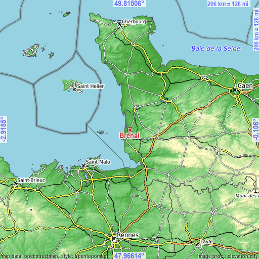 Topographic map of Bréhal