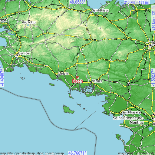 Topographic map of Brech