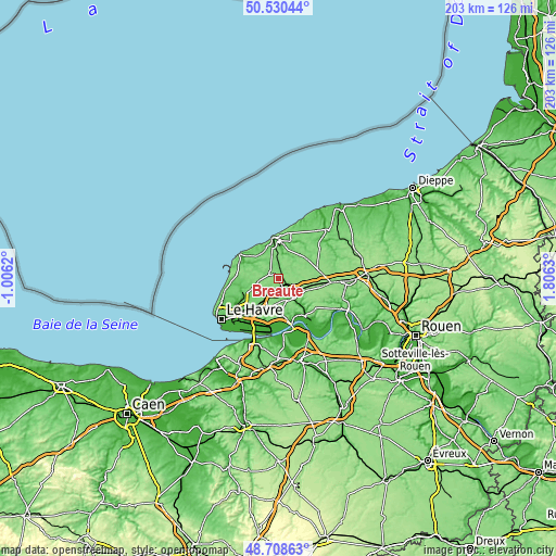 Topographic map of Bréauté