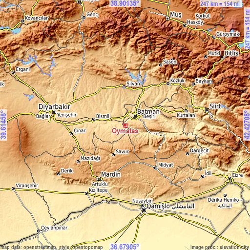 Topographic map of Oymataş