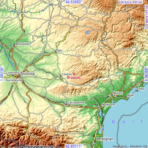 Topographic map of Brassac