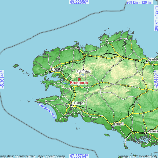 Topographic map of Brasparts