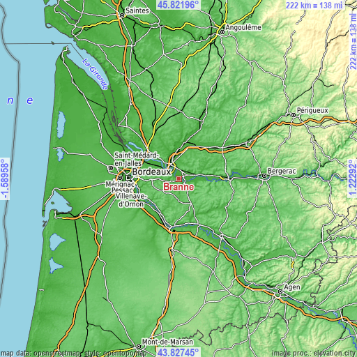 Topographic map of Branne