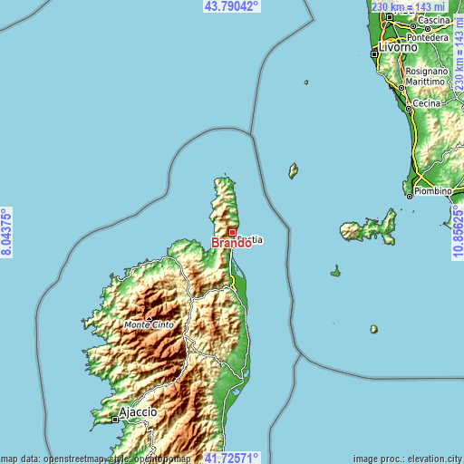 Topographic map of Brando